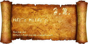 Ház Milán névjegykártya