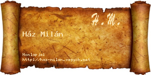 Ház Milán névjegykártya